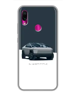 Чехол для Xiaomi Redmi Note 7 с картинкой «Серебристый Cybertruck Tesla»