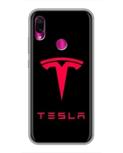 Чехол для Xiaomi Redmi Note 7 с картинкой «Tesla Red Logo»