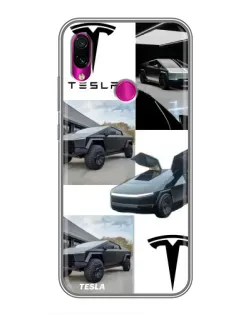 Чехол для Xiaomi Redmi Note 7 с картинкой «Коллаж Cybertruck Tesla»