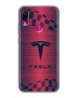 Чехол для Xiaomi Redmi Note 7 с картинкой «Тесла красный карбон»
