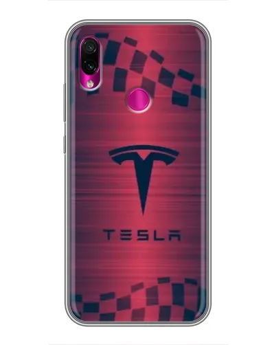 Чехол для Xiaomi Redmi Note 7 с картинкой «Тесла красный карбон»