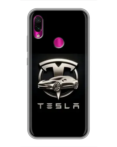 Чехол для Xiaomi Redmi Note 7 с картинкой «Tesla — серебристое авто»