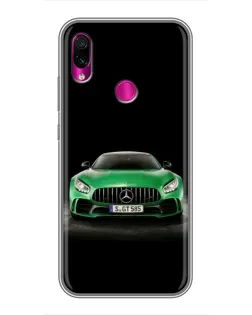 Чехол для Xiaomi Redmi Note 7 с картинкой «Mercedes — неоновый лого»