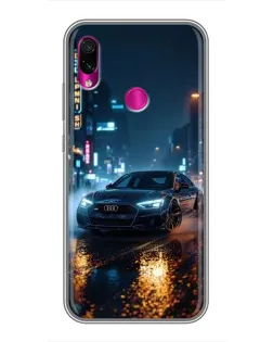 Чехол для Xiaomi Redmi Note 7 с картинкой «Ночной город и Audi»