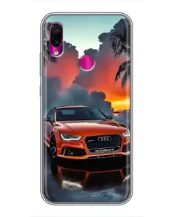 Чехол для Xiaomi Redmi Note 7 с картинкой «Audi — закат»