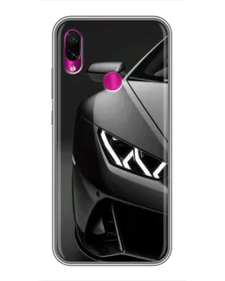Чехол для Xiaomi Redmi Note 7 с картинкой «Lamborghini фары детализация»