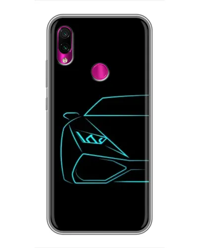 Чехол для Xiaomi Redmi Note 7 с картинкой «Голубой силуэт Lamborghini»