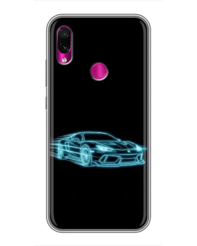 Чехол для Xiaomi Redmi Note 7 с картинкой «Неоновый контур Lamborghini»