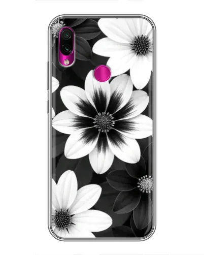Чехол для Xiaomi Redmi Note 7 с картинкой «Монохромные астры»