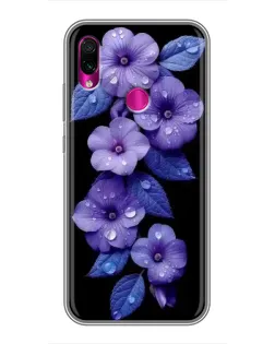 Чохол для Xiaomi Redmi Note 7 з картинкою «Фіолетові квіти з росою»