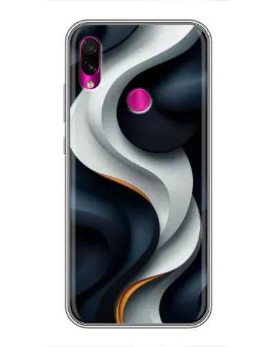 Чехол для Xiaomi Redmi Note 7 с картинкой «Объемные черно-белые ленты»