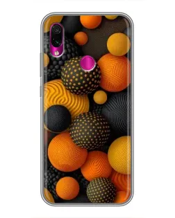 Чехол для Xiaomi Redmi Note 7 с картинкой «Объемные оранжевые сферы»