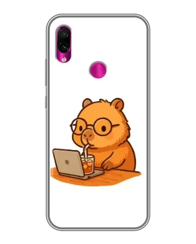 Чохол для Xiaomi Redmi Note 7 з картинкою «Капібара з ноутбуком»