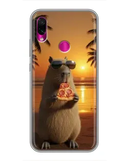 Чохол для Xiaomi Redmi Note 7 з картинкою «Капібара з піцою» Чохол для Xiaomi Redmi Note 7 з картинкою «Капібара з піцою»