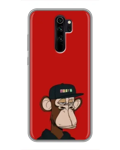 Чехол для Xiaomi Redmi Note 8 Pro с картинкой «Bored Ape — красный фон»