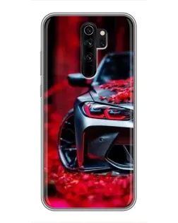 Чехол для Xiaomi Redmi Note 8 Pro с картинкой «Спортивная BMW и цветы»
