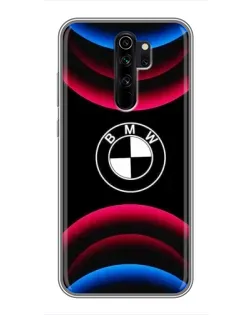 Чехол для Xiaomi Redmi Note 8 Pro с картинкой «Логотип BMW и неоновые дуги»