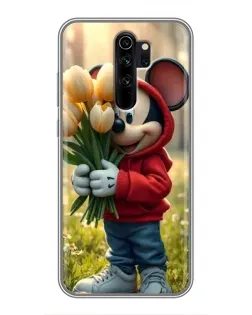 Чехол для Xiaomi Redmi Note 8 Pro с картинкой «Микки с тюльпанами»