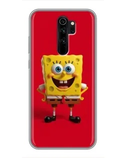 Чехол для Xiaomi Redmi Note 8 Pro с картинкой «Спанч Боб на красном»