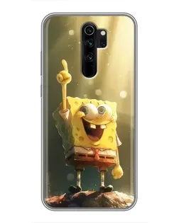 Чехол для Xiaomi Redmi Note 8 Pro с картинкой «Сияющий Спанч Боб»