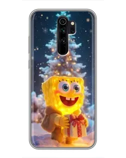 Чехол для Xiaomi Redmi Note 8 Pro с картинкой «Рождественский Спанч Боб»