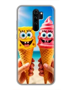 Чехол для Xiaomi Redmi Note 8 Pro с картинкой «Спанч Боб мороженое»