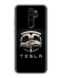 Чохол для Xiaomi Redmi Note 8 Pro з картинкою «Tesla — срібне авто»