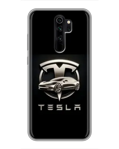 Чехол для Xiaomi Redmi Note 8 Pro с картинкой «Tesla — серебристое авто»