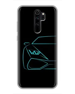 Чехол для Xiaomi Redmi Note 8 Pro с картинкой «Голубой силуэт Lamborghini»