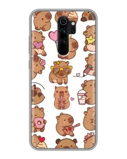 Чехол для Xiaomi Redmi Note 8 Pro с картинкой «Стикерпак с капибарами»