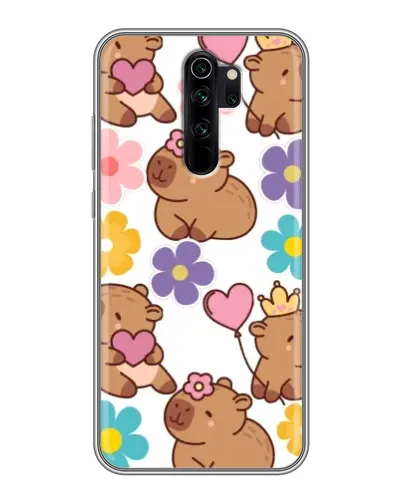 Чехол для Xiaomi Redmi Note 8 Pro с картинкой «Цветочный паттерн капибар»