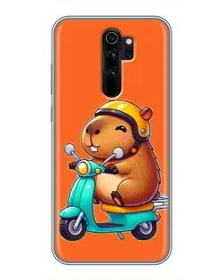 Чехол для Xiaomi Redmi Note 8 Pro с картинкой «Капибара на скутере»