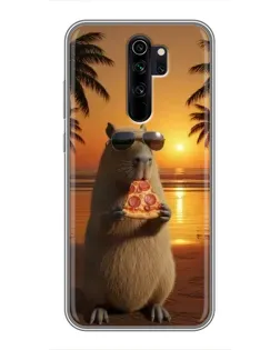 Чехол для Xiaomi Redmi Note 8 Pro с картинкой «Капибара с пиццей»