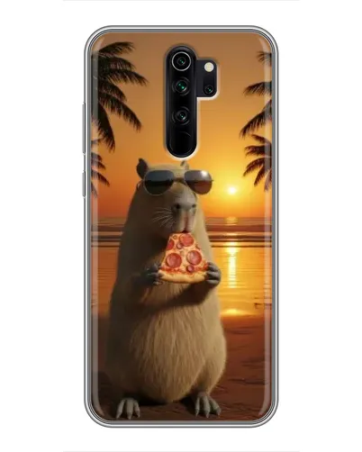 Чехол для Xiaomi Redmi Note 8 Pro с картинкой «Капибара с пиццей»