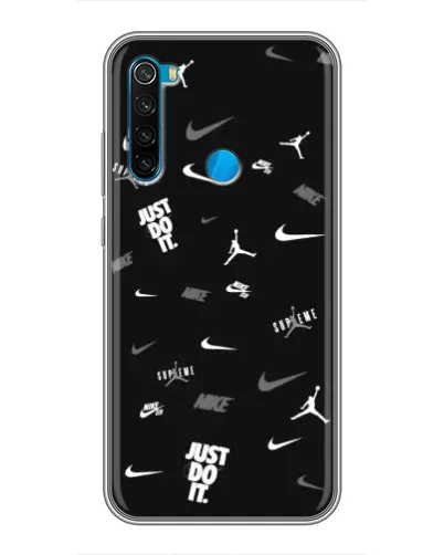 Чехол для Xiaomi Redmi Note 8 с картинкой «Nike Black Pattern»
