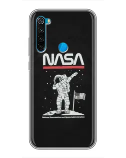Чехол для Xiaomi Redmi Note 8 с картинкой «NASA — шагаем по Луне»