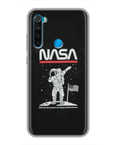 Чехол для Xiaomi Redmi Note 8 с картинкой «NASA — шагаем по Луне»