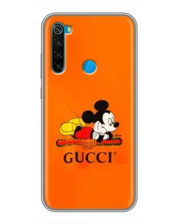 Чехол для Xiaomi Redmi Note 8 с картинкой «Микки Маус Gucci — оранж»
