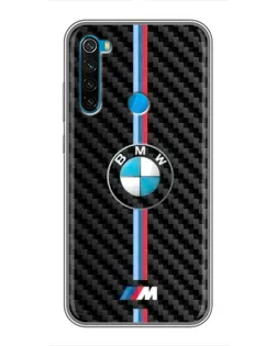 Чехол для Xiaomi Redmi Note 8 с картинкой «Эмблема BMW и карбон»