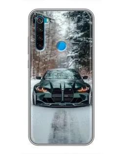 Чехол для Xiaomi Redmi Note 8 с картинкой «BMW в зимнем лесу»
