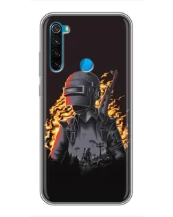 Чехол для Xiaomi Redmi Note 8 с картинкой «PUBG — огненный силуэт»