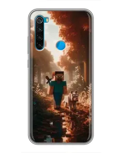Чехол для Xiaomi Redmi Note 8 с картинкой «Стив в лесу»