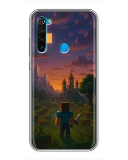 Чехол для Xiaomi Redmi Note 8 с картинкой «Стив у башни»