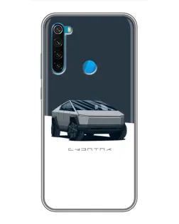 Чехол для Xiaomi Redmi Note 8 с картинкой «Серебристый Cybertruck Tesla»