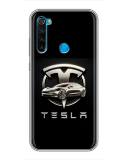 Чехол для Xiaomi Redmi Note 8 с картинкой «Tesla — серебристое авто»