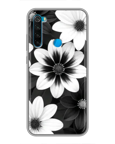 Чехол для Xiaomi Redmi Note 8 с картинкой «Монохромные астры»
