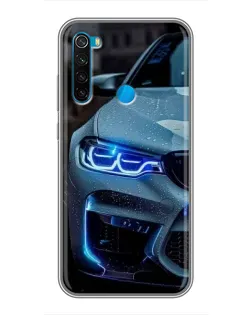 Чехол для Xiaomi Redmi Note 8T с картинкой «Взгляд BMW с синими фарами»