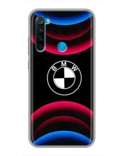 Чехол для Xiaomi Redmi Note 8T с картинкой «Логотип BMW и неоновые дуги»