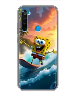 Чохол для Xiaomi Redmi Note 8T з картинкою «Губка Боб серфінгіст»