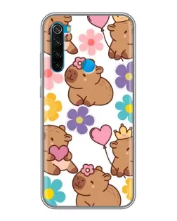 Чохол для Xiaomi Redmi Note 8T з картинкою «Квітковий паттерн капібар»